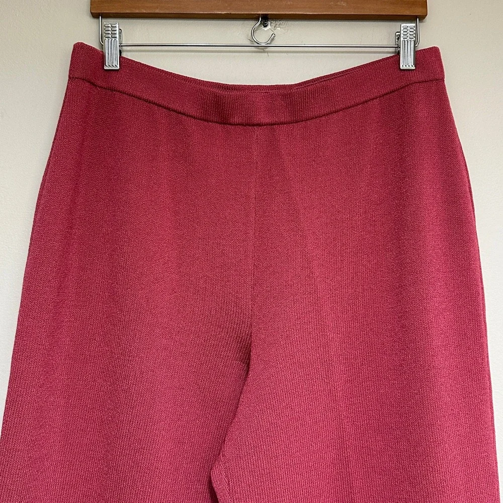 St. John Collection Rose Pink Cropped Wide-Leg Pants